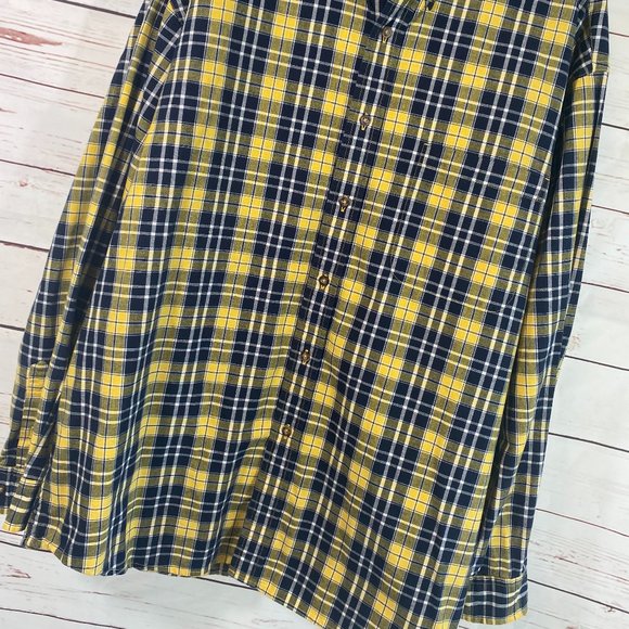 SOLD Eddie Bauer Black & Yellow Plaid Flannel Long Sleeve Shirt NWOT - Picture 4 of 14